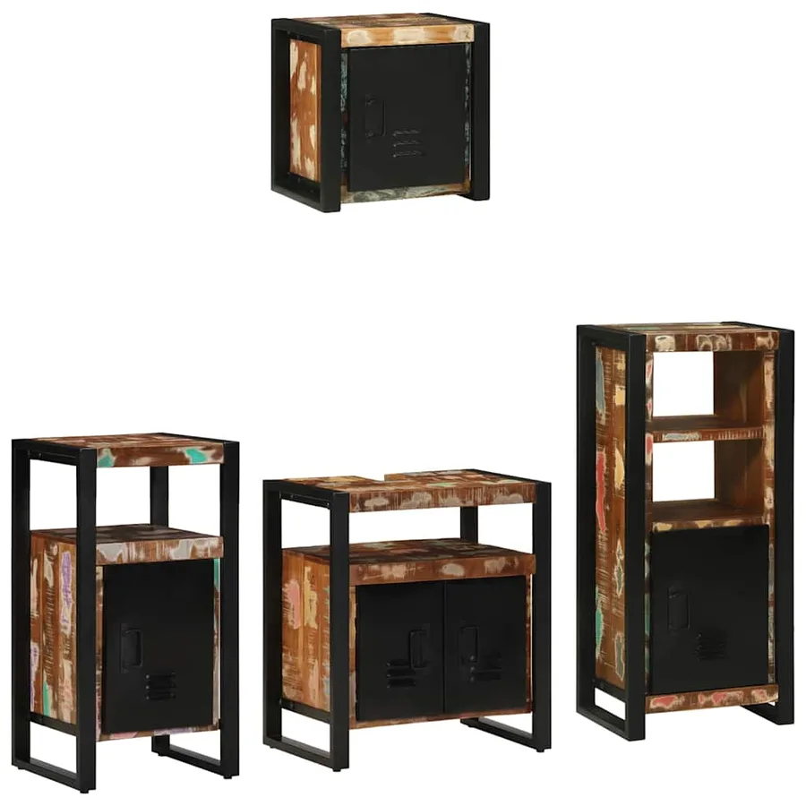 Ensemble de mobilier de salle de bain 4 pcs Bois Recyclé Solide - 10