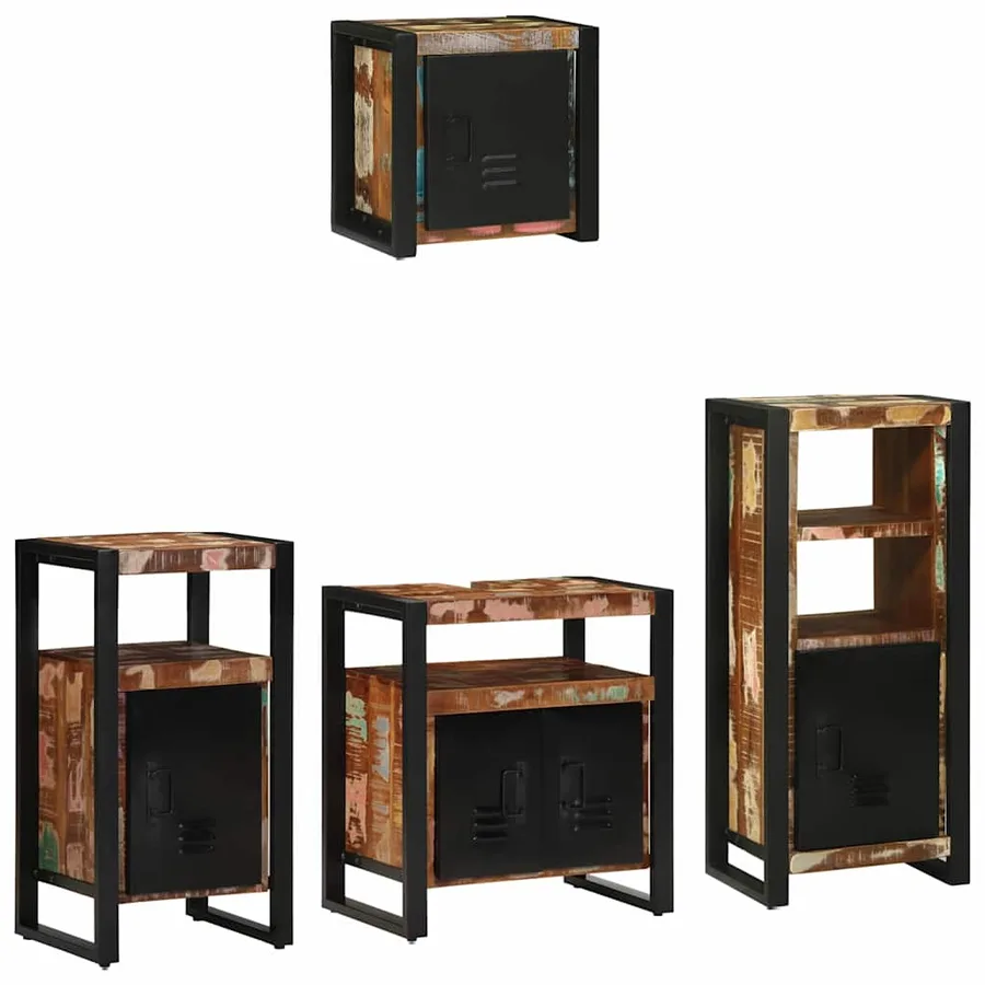 Ensemble de mobilier de salle de bain 4 pcs Bois Recyclé Solide - 2