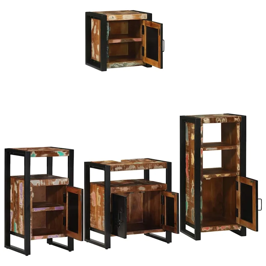 Ensemble de mobilier de salle de bain 4 pcs Bois Recyclé Solide - 3