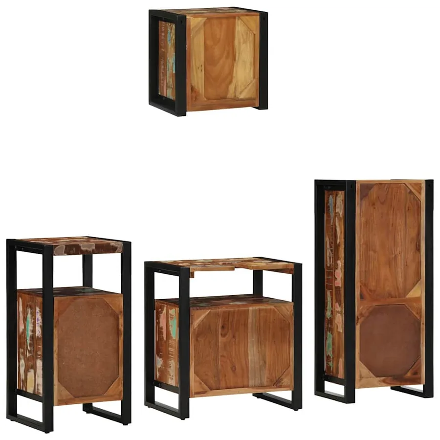 Ensemble de mobilier de salle de bain 4 pcs Bois Recyclé Solide - 9