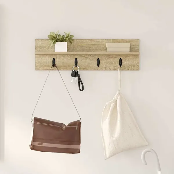 Porte-manteau mural Chêne Sonoma 60 x 10,5 x 18 cm