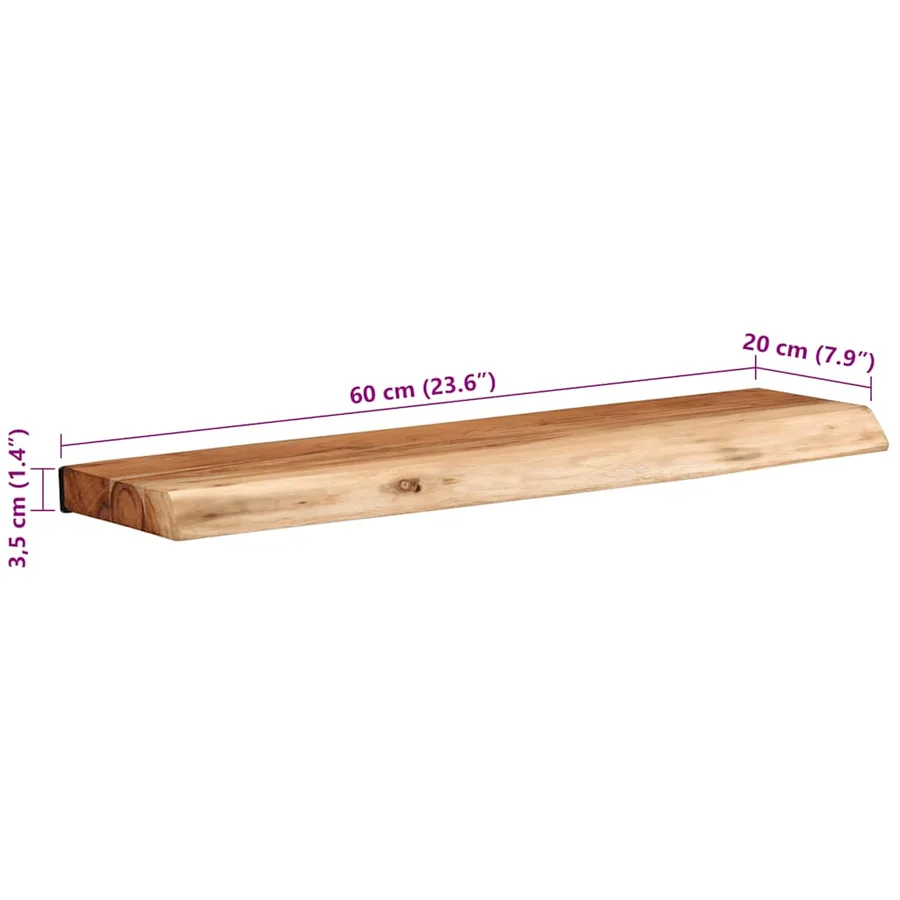 Étagères murales 2 pcs 60x20x3,5 cm bois massif d'acacia - 10