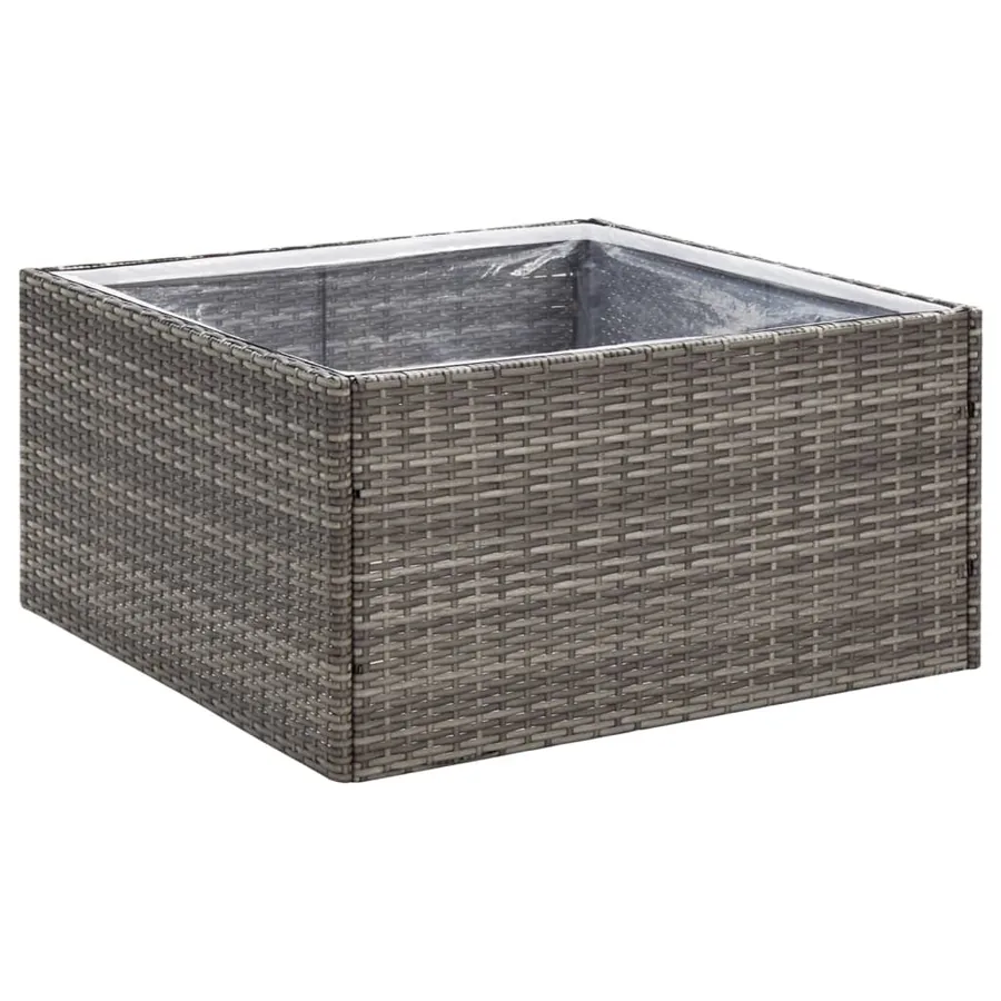 Jardinière Gris 80x80x40 cm Résine tressée - 2