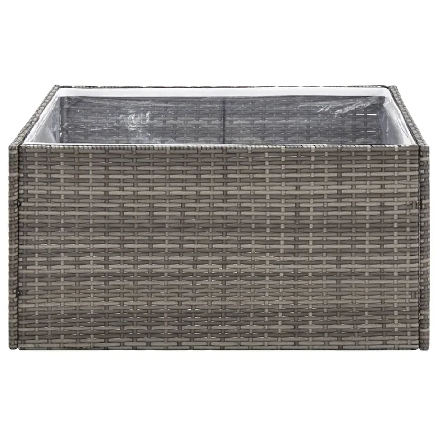 Jardinière Gris 80x80x40 cm Résine tressée - 4