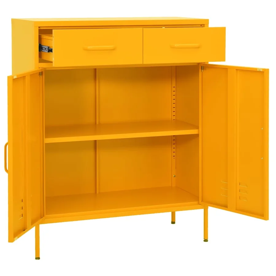 Armoire de rangement Jaune moutarde 80x35x101,5 cm Acier - 5