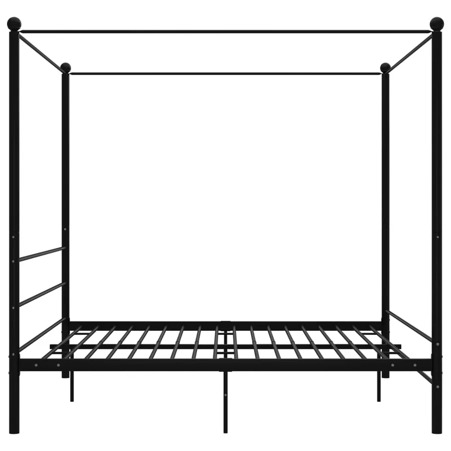 Cadre de lit à baldaquin sans matelas noir métal 180x200 cm - 3
