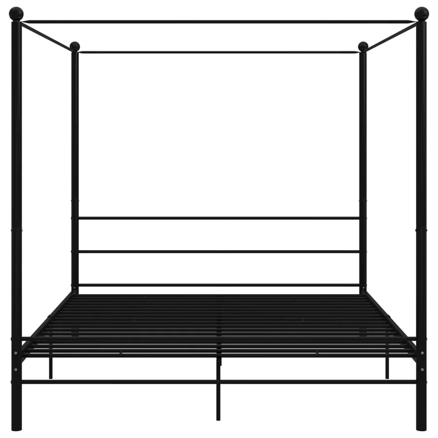 Cadre de lit à baldaquin sans matelas noir métal 180x200 cm - 4