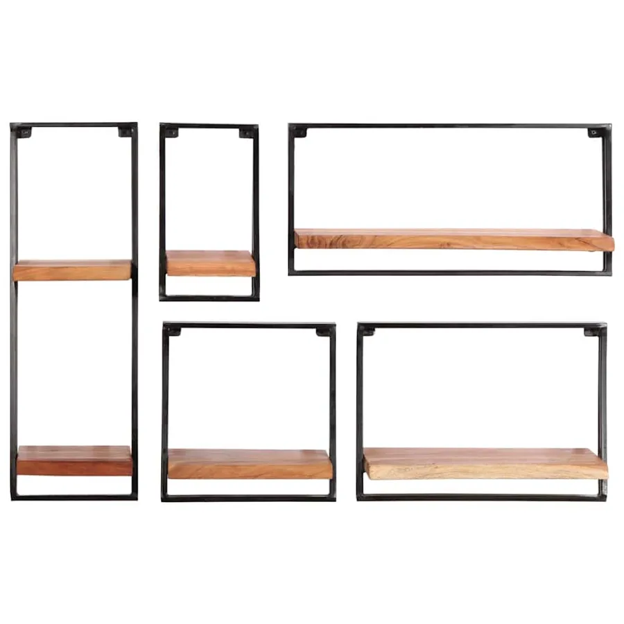 Étagères murales 5 pcs en bois massif d'acacia - 2