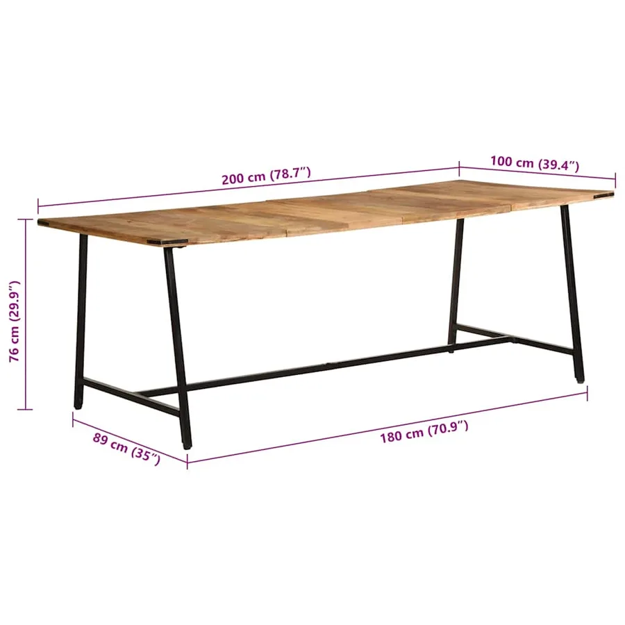 Table à manger 200x100x75 cm bois de manguier massif - 9
