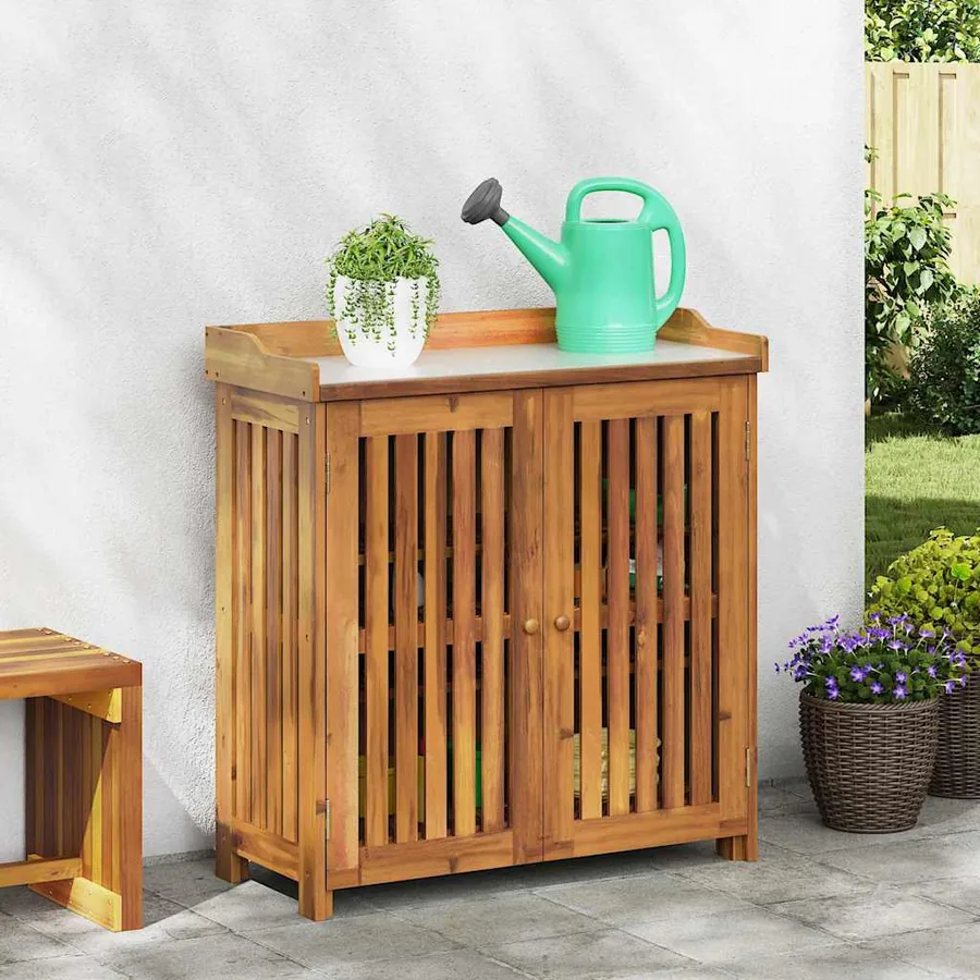 Armoire de jardin Naturel 93 x 41,5 x 98cm Bois d'Acacia Massif
