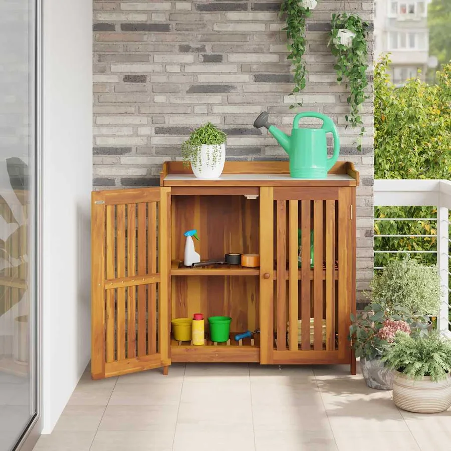 Armoire de jardin Naturel 93 x 41,5 x 98cm Bois d'Acacia Massif - 4