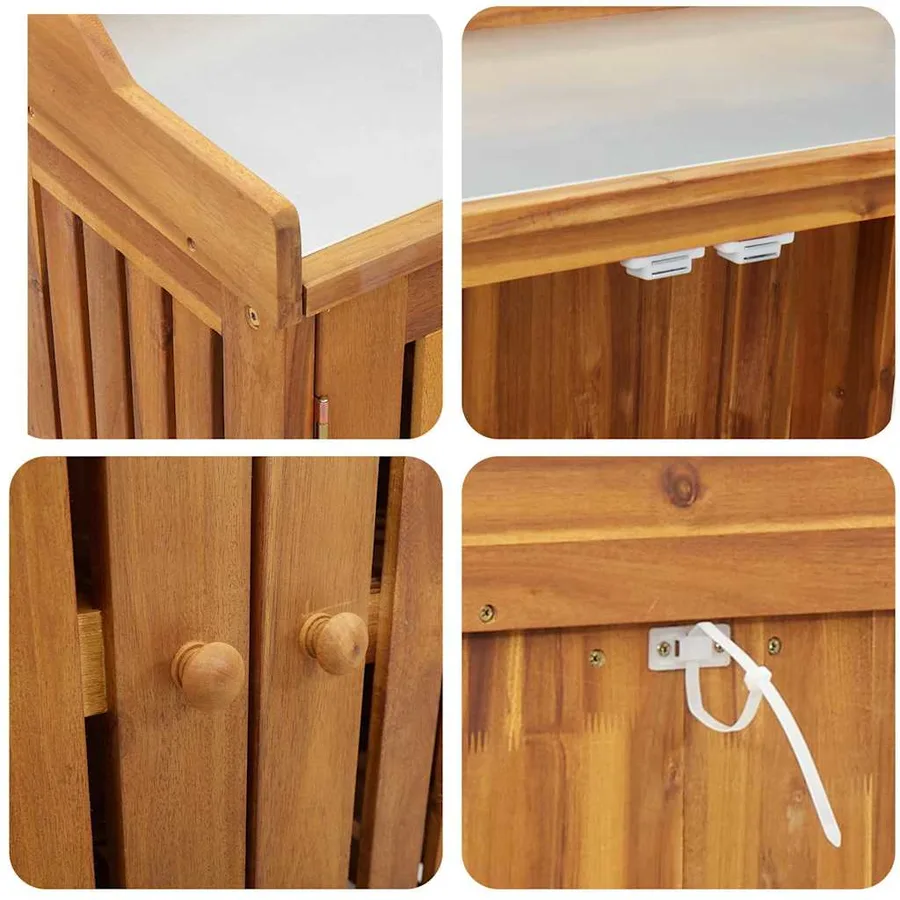 Armoire de jardin Naturel 93 x 41,5 x 98cm Bois d'Acacia Massif - 9