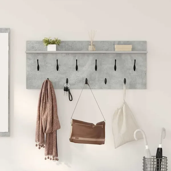 Porte-manteau mural avec étagère Gris béton 100 x 40 x 12 cm