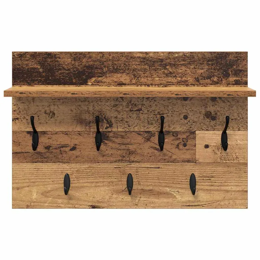Porte-manteau mural avec étagère Bois ancien 60 x 40 x 12 cm - 5