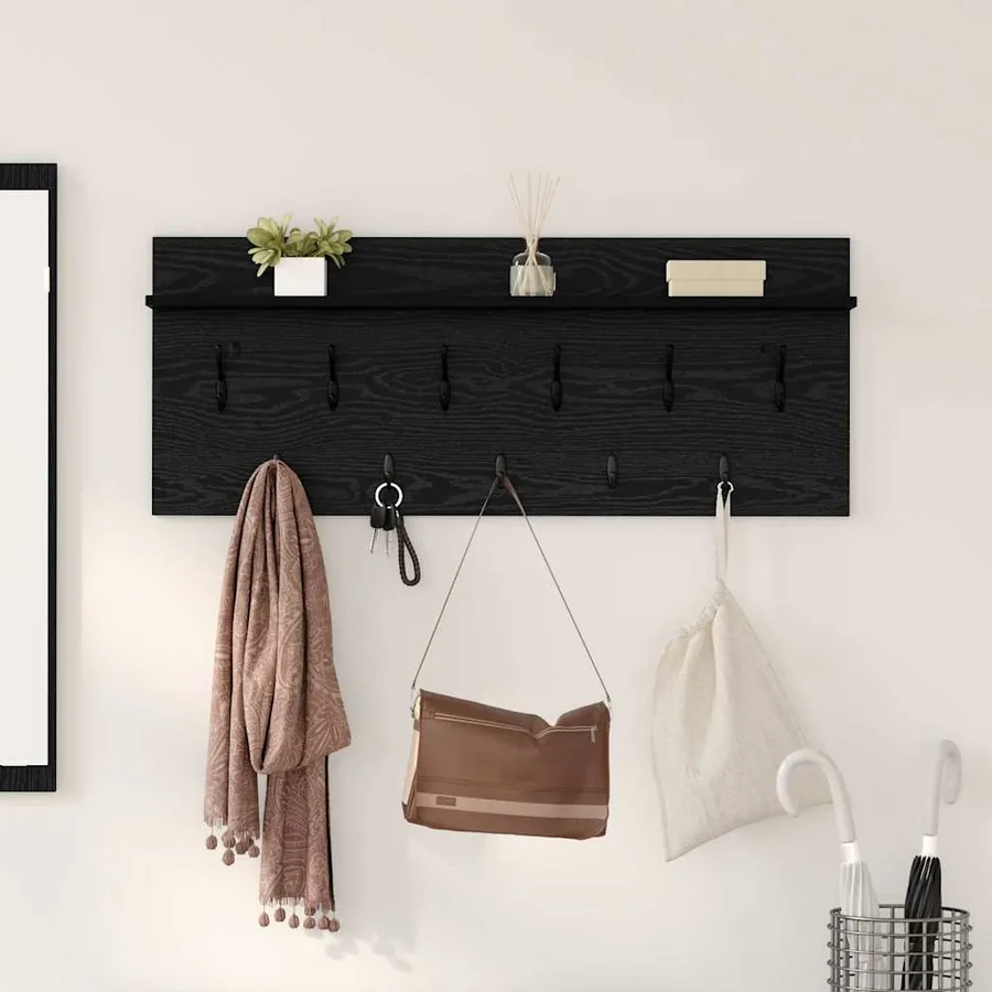 Porte-manteau mural avec étagère Chêne noir 100 x 40 x 12 cm