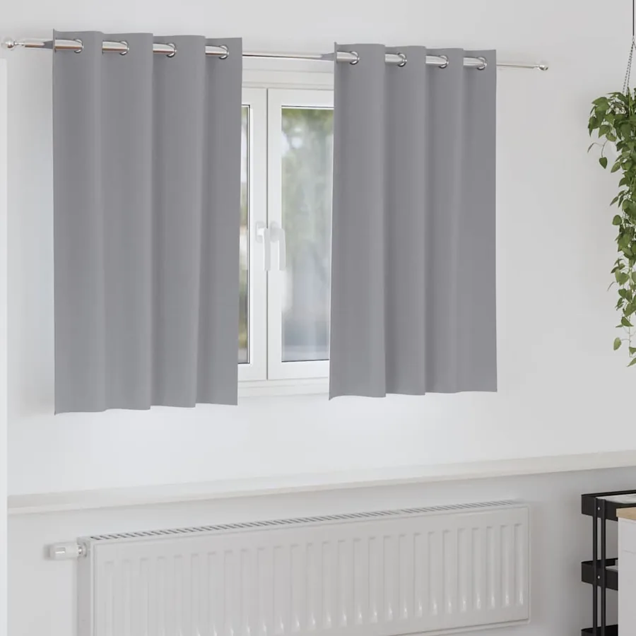 Rideaux occultants avec anneaux 2 pcs Gris clair 140 x 140 cm