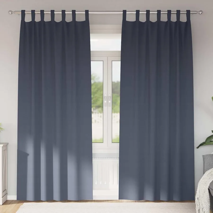 Rideaux occultants avec anneaux 2 pcs Anthracite 245 x 140 cm