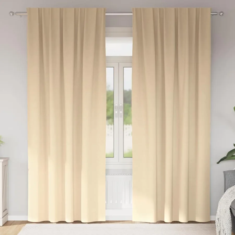 Rideaux occultants avec anneaux 2 pcs Crème 225 x 140 cm