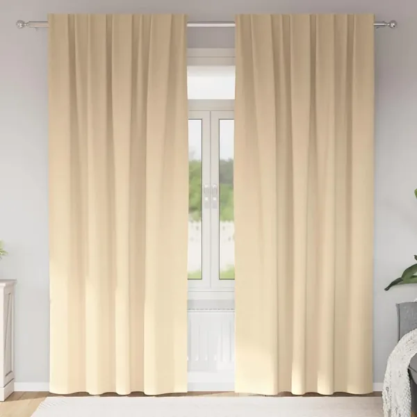 Rideaux occultants avec anneaux 2 pcs Crème 225 x 140 cm
