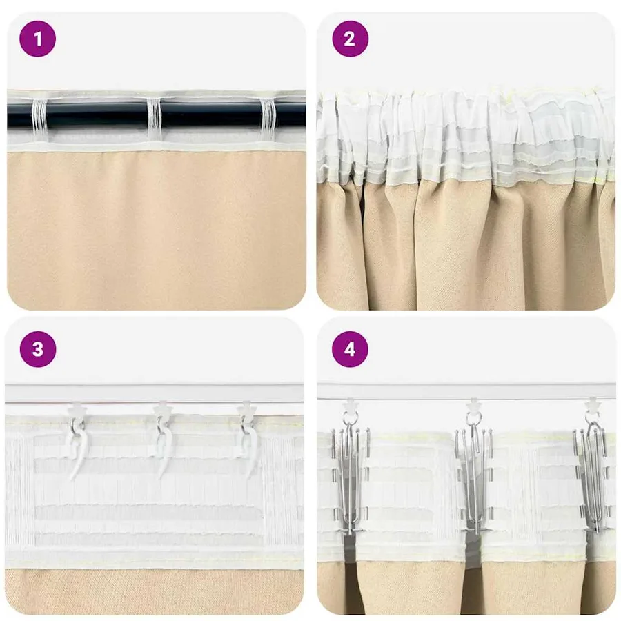 Rideaux occultants avec anneaux 2 pcs Crème 225 x 140 cm - 7