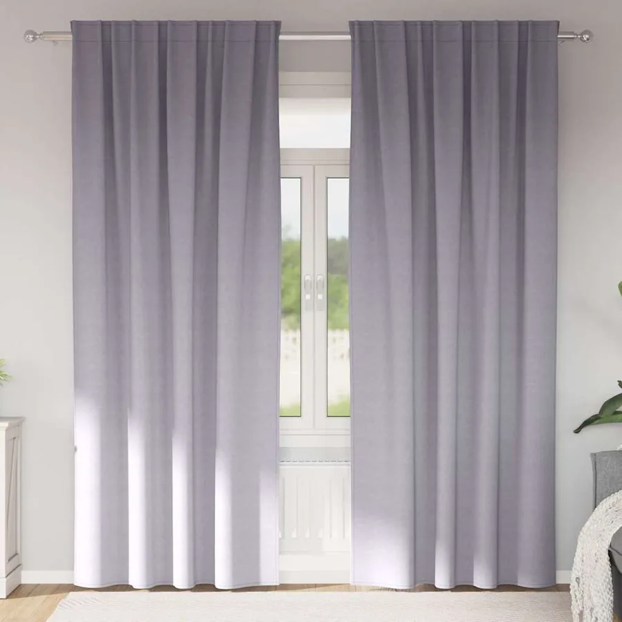 Rideaux occultants avec anneaux 2 pcs Gris métal 260 x 140 cm