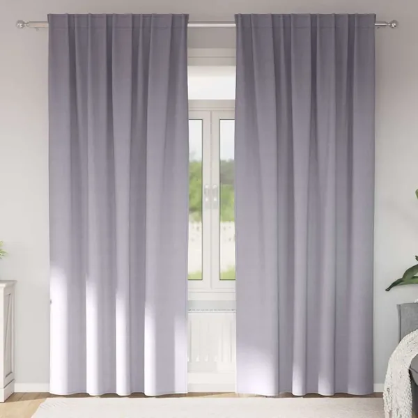 Rideaux occultants avec anneaux 2 pcs Gris métal 260 x 140 cm