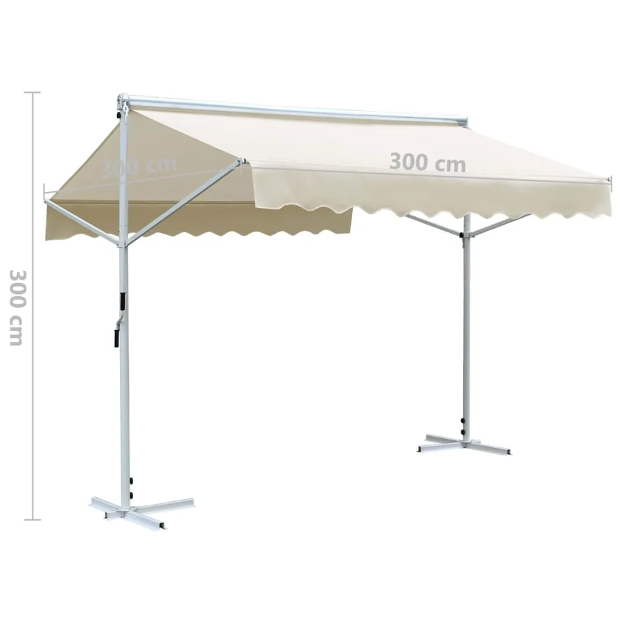 Auvent sur pied 3x3 m Crème - 10
