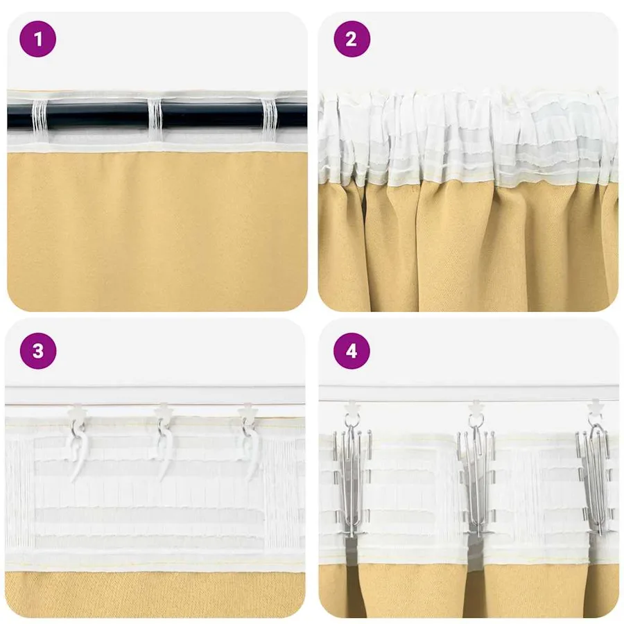 Rideaux occultants avec anneaux 2 pcs Beige 245 x 140 cm - 7