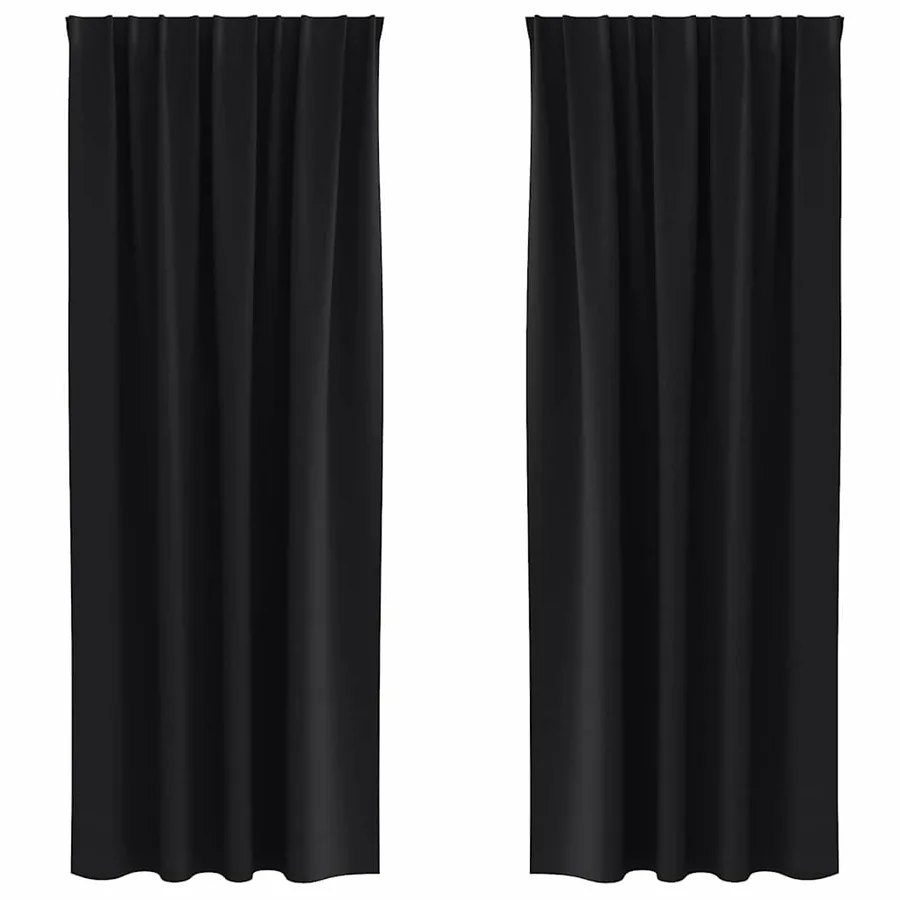 Rideaux occultants avec anneaux 2 pcs Noir 260 x 140 cm - 2