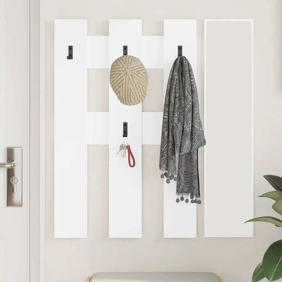 Porte-manteau mural Blanc 65 x 3 x 100 cm Bois d'ingénierie - 4