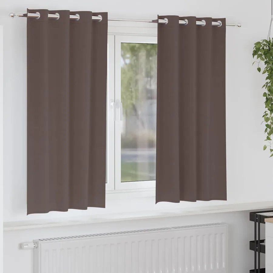 Rideaux occultants avec anneaux 2 pcs Marron foncé 175 x 140 cm