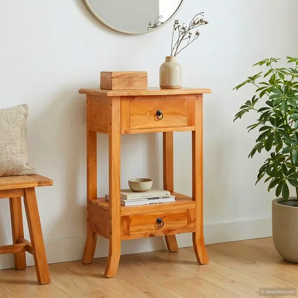 Table console avec tiroir Naturel 50,5 x 30 x 75,5 cm