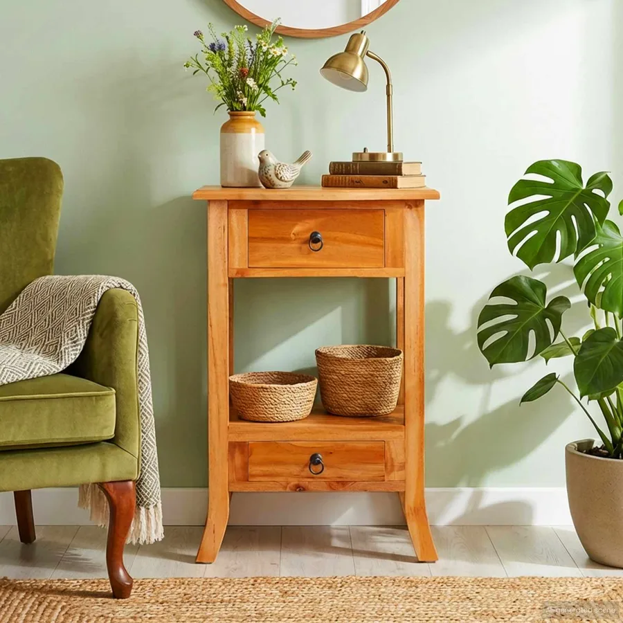 Table console avec tiroir Naturel 50,5 x 30 x 75,5 cm - 3