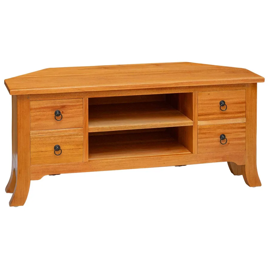 Meuble TV Naturel 100 x 40,5 x 46 cm Bois de Mahogany Massif - 2