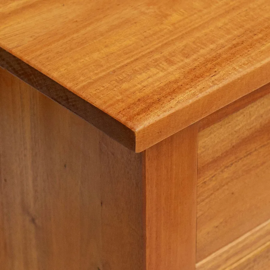 Meuble TV Naturel 100 x 40,5 x 46 cm Bois de Mahogany Massif - 9