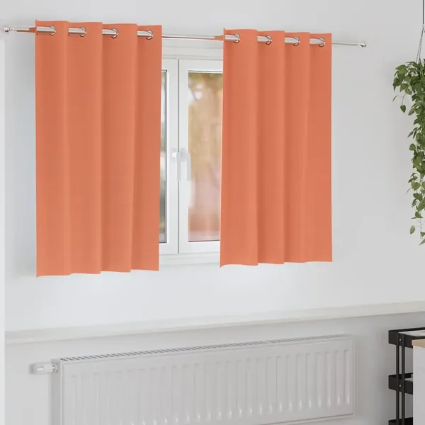 Rideaux occultants avec anneaux 2 pcs Couleur terre cuite