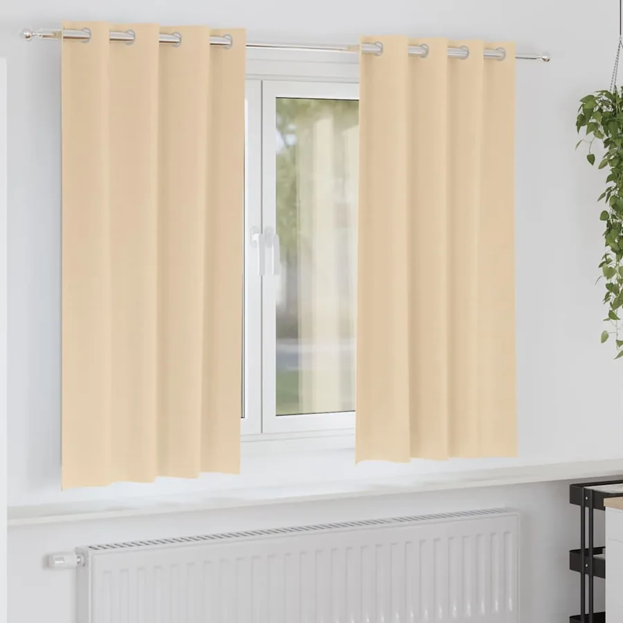 Rideaux occultants avec anneaux 2 pcs Crème 175 x 140 cm