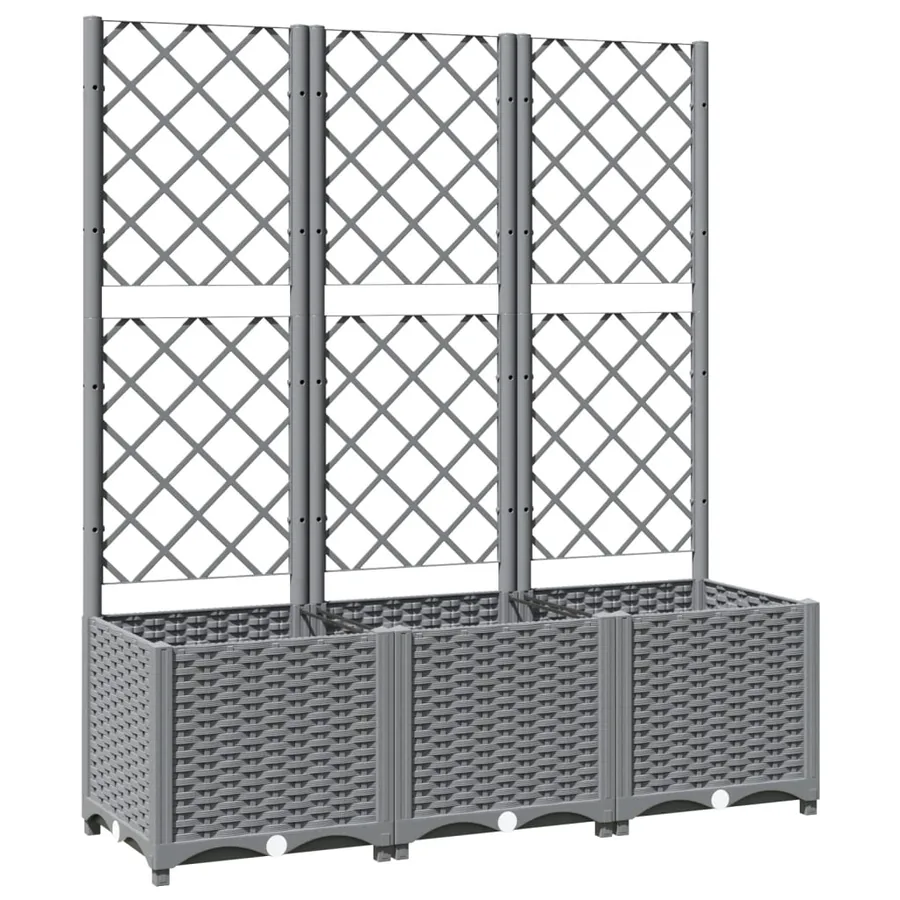 Jardinière avec treillis Gris clair 120x40x136 cm PP - 2
