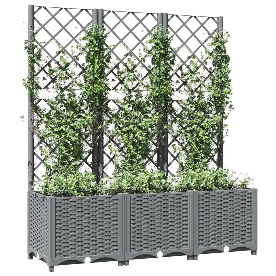 Jardinière avec treillis Gris clair 120x40x136 cm PP - 3
