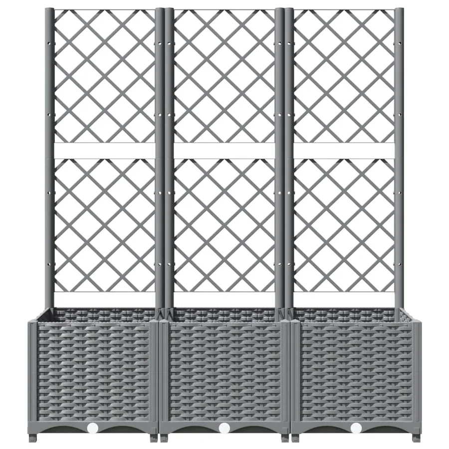 Jardinière avec treillis Gris clair 120x40x136 cm PP - 4