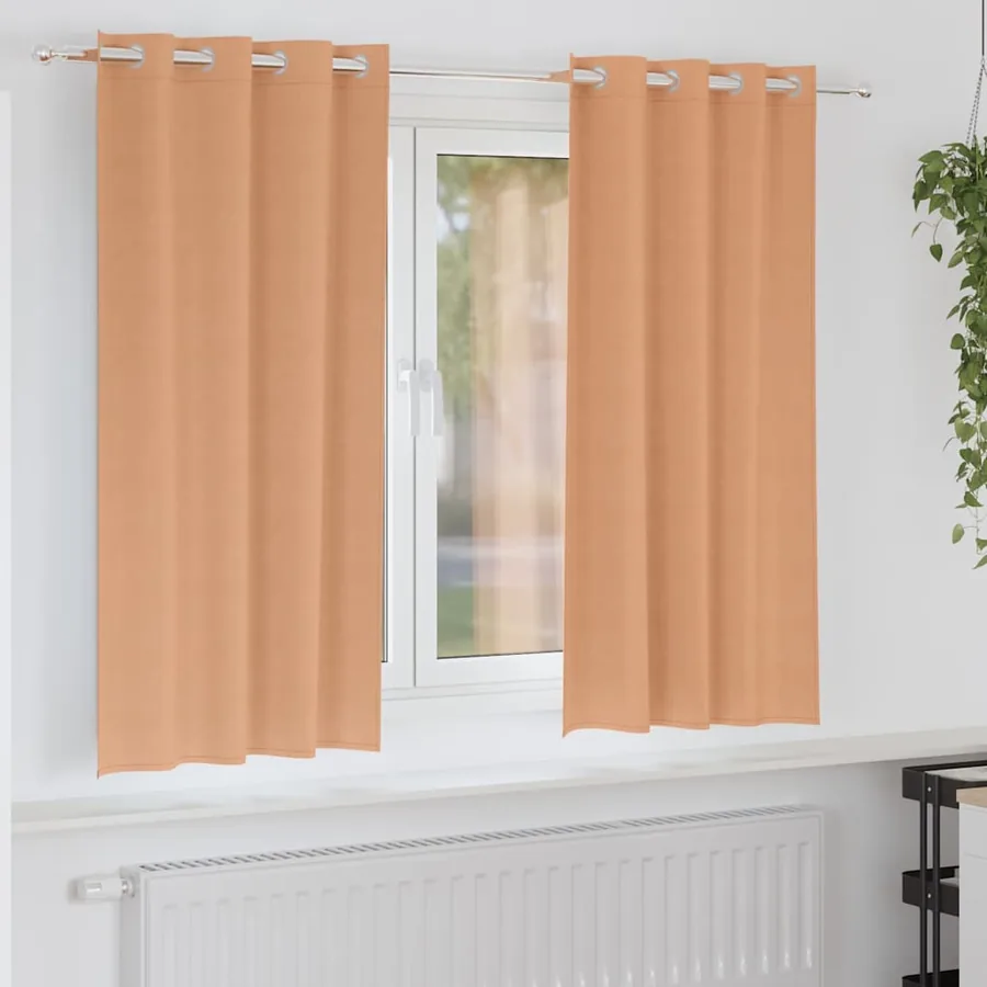 Rideaux occultants avec anneaux 2 pcs Marron Clair 175 x 140 cm