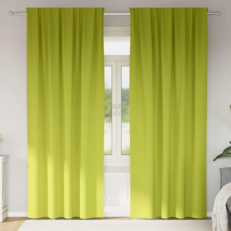 Rideaux occultants avec anneaux 2 pcs Vert 225 x 140 cm