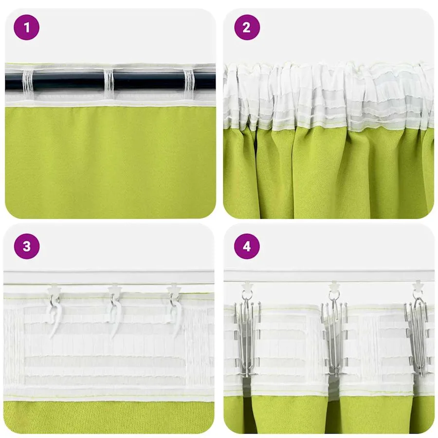 Rideaux occultants avec anneaux 2 pcs Vert 225 x 140 cm - 7