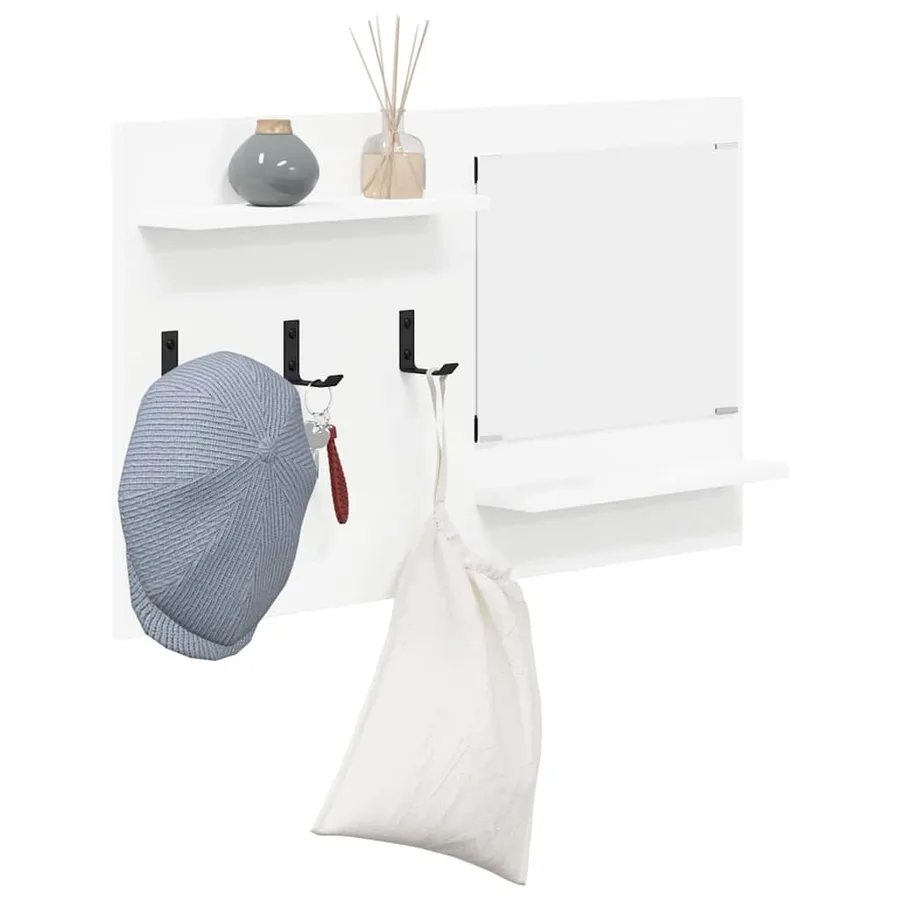 Porte-manteau mural Blanc 90 x 10 x 50 cm Bois d'ingénierie - 3