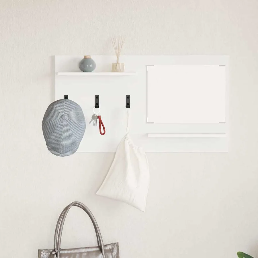 Porte-manteau mural Blanc 90 x 10 x 50 cm Bois d'ingénierie - 4