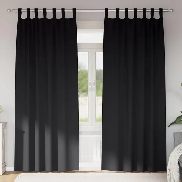 Rideaux occultants avec anneaux 2 pcs Noir 260 x 140 cm