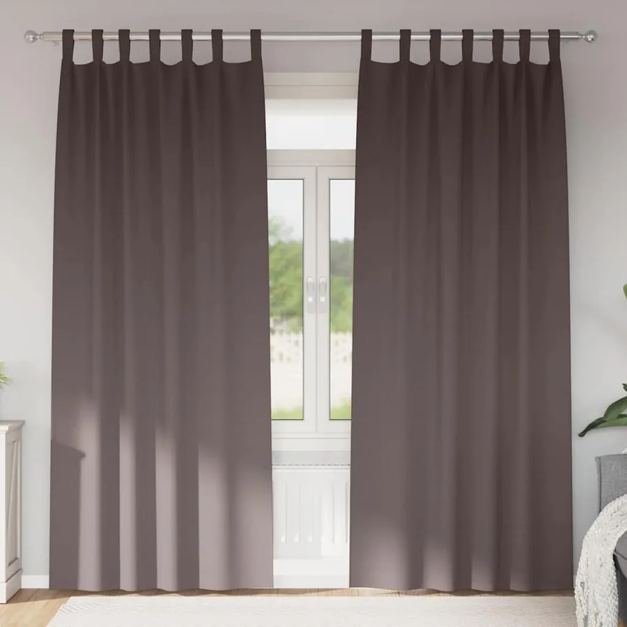 Rideaux occultants avec anneaux 2 pcs Marron foncé 245 x 140 cm
