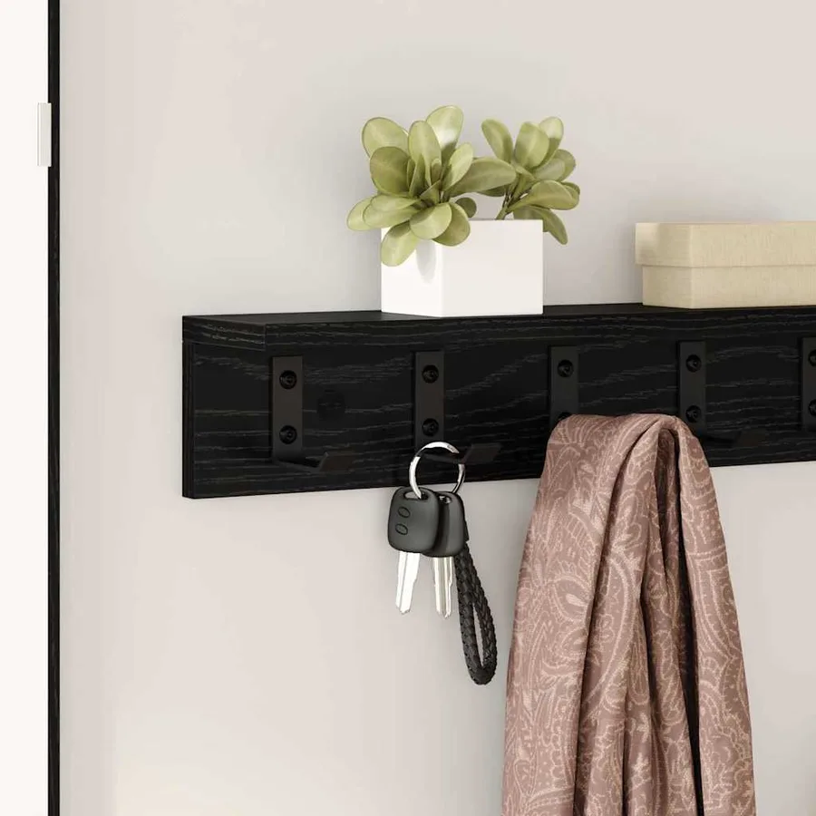 Porte-manteau mural Chêne noir 60 x 10,5 x 10,5 cm - 4