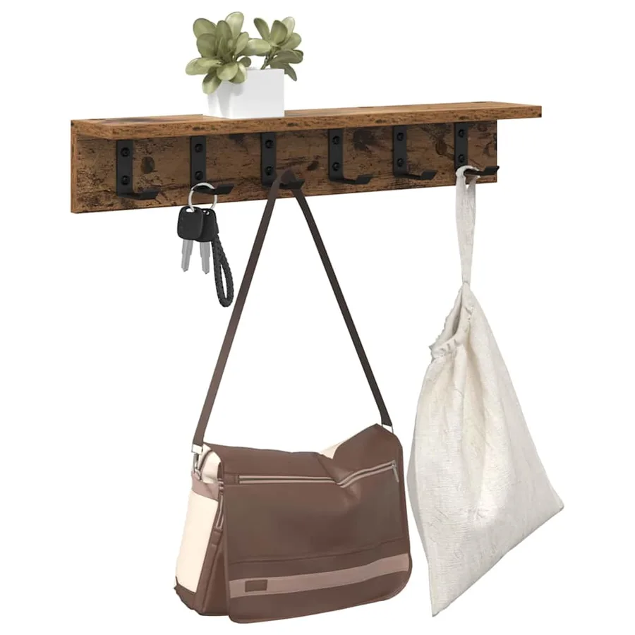 Porte-manteau mural Bois ancien 60 x 10,5 x 10,5 cm - 3