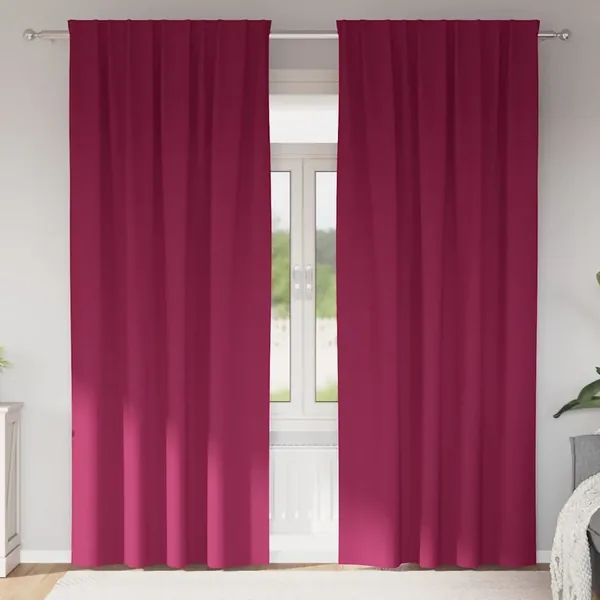 Rideaux occultants avec anneaux 2 pcs Bordeaux 245 x 140 cm